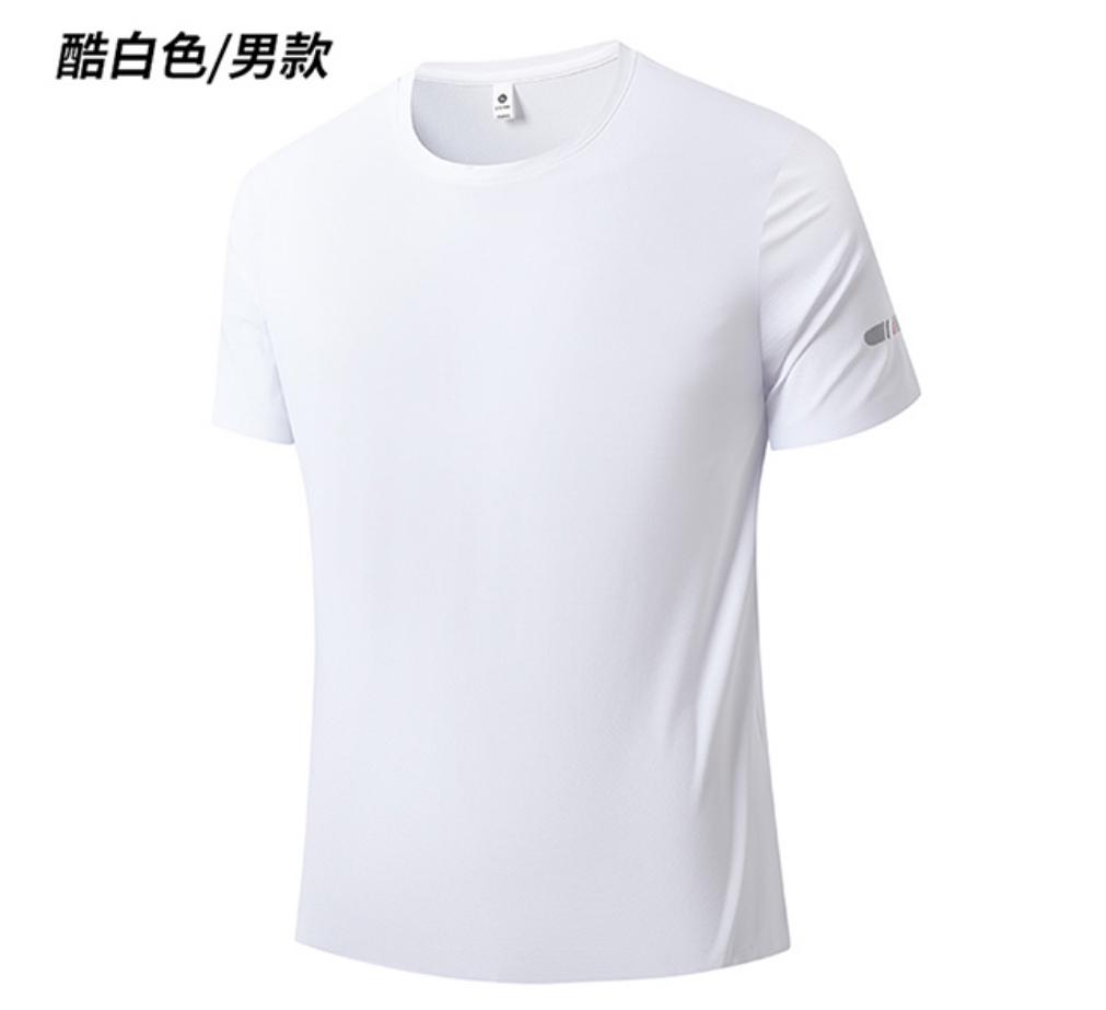 8139号25006A#简约圆领百搭休闲手袖线条印花凉感短袖男士（预）