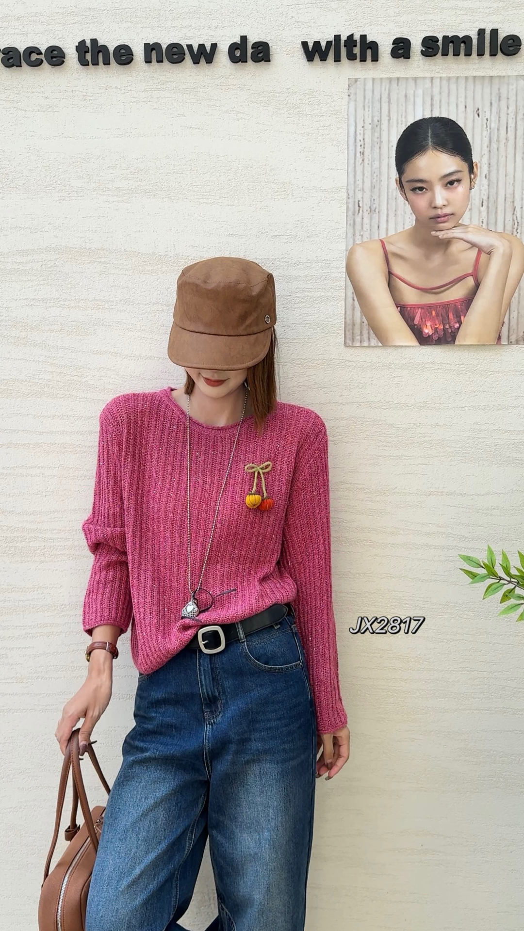 [ W i F i ]2817南瓜长袖亮片毛衣（衣长56）