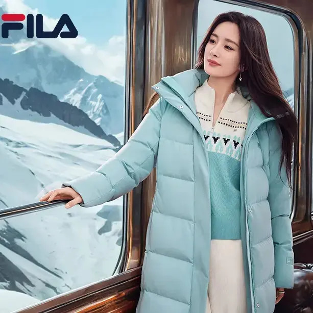 Fila/斐乐女【保暖显瘦】冬中长款户外防水鹅绒羽绒服F11W543999A