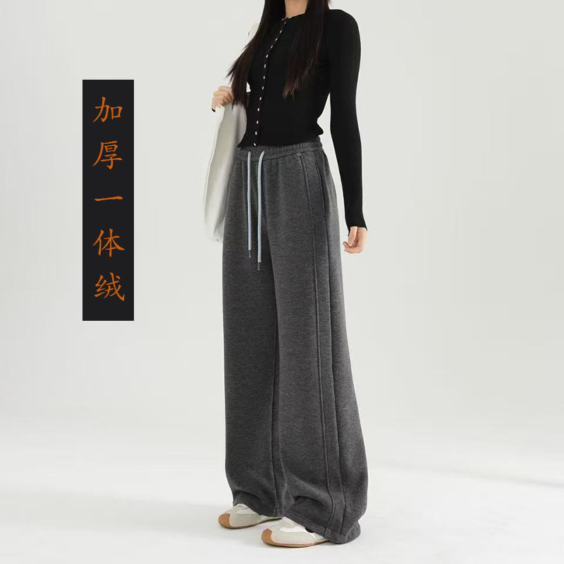 青少年加绒直筒裤2025冬季新款女大童加厚一体绒直筒裤59678