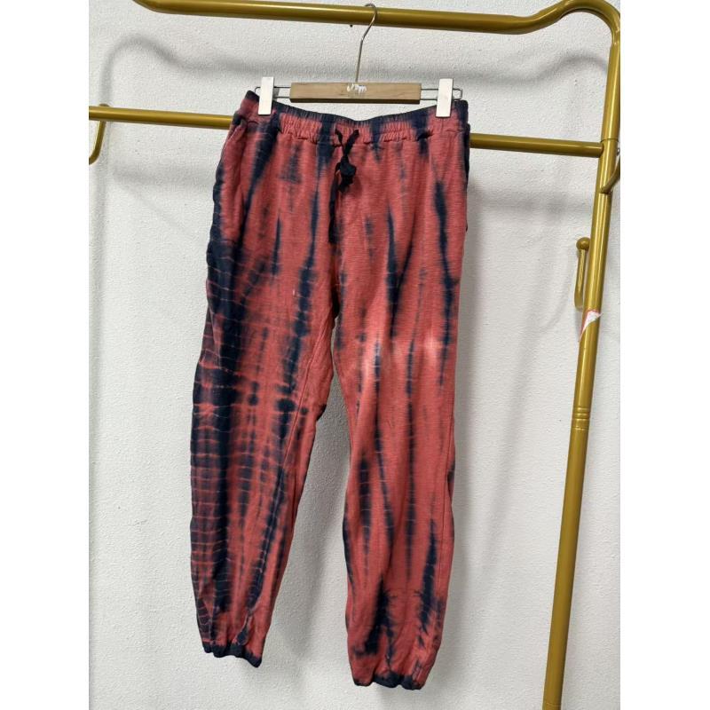 唯琳剪标  C8-1-2284款  红黑扎染松紧腰收脚裤长90