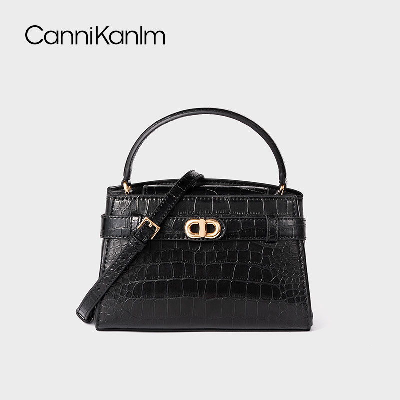 CanniKanlm官方真皮鳄鱼纹凯莉包女2025新款高级感精致单肩斜挎包