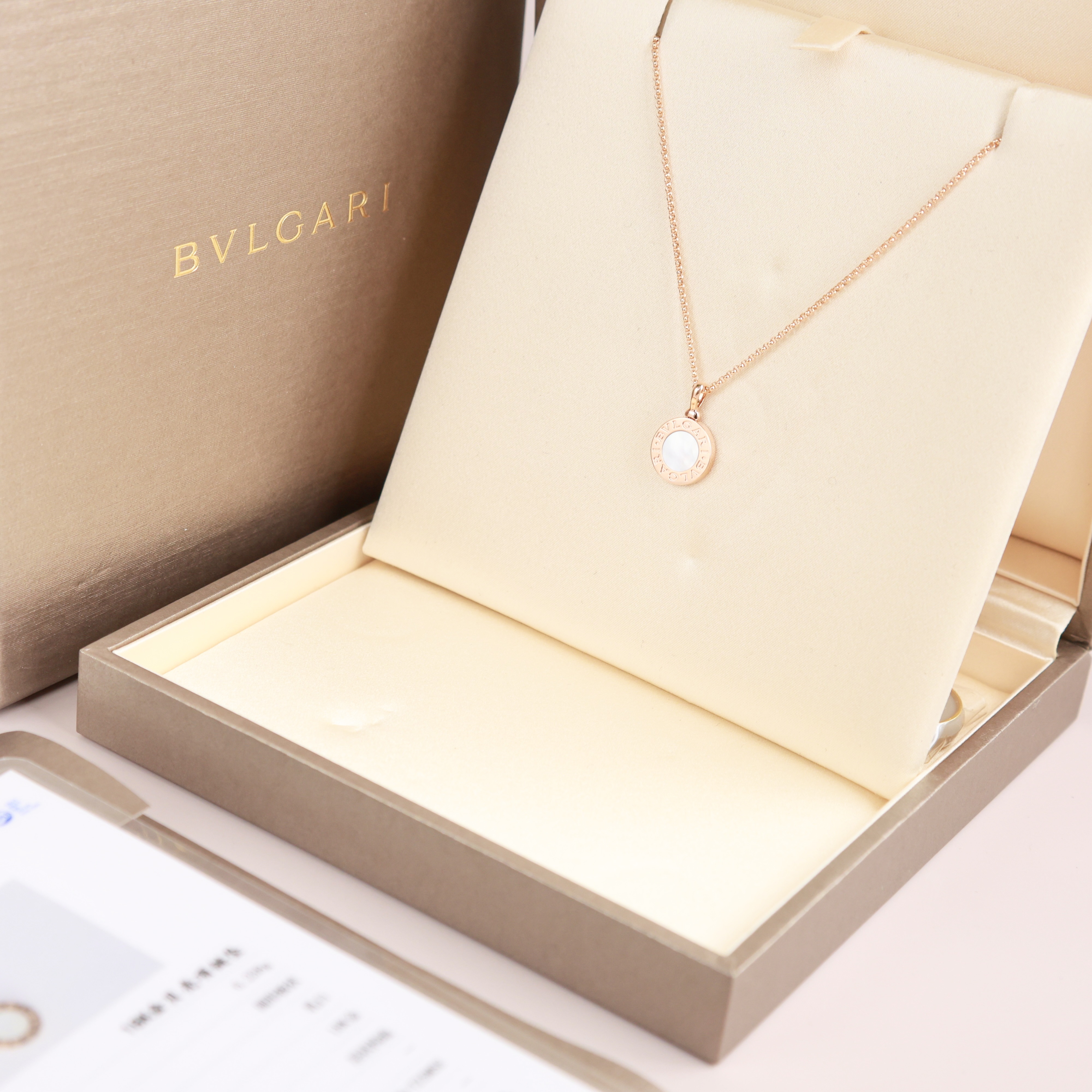 95新 BVLGARI/宝格丽 【美佳】18k玫瑰金圆饼项链/链长42cm/5748