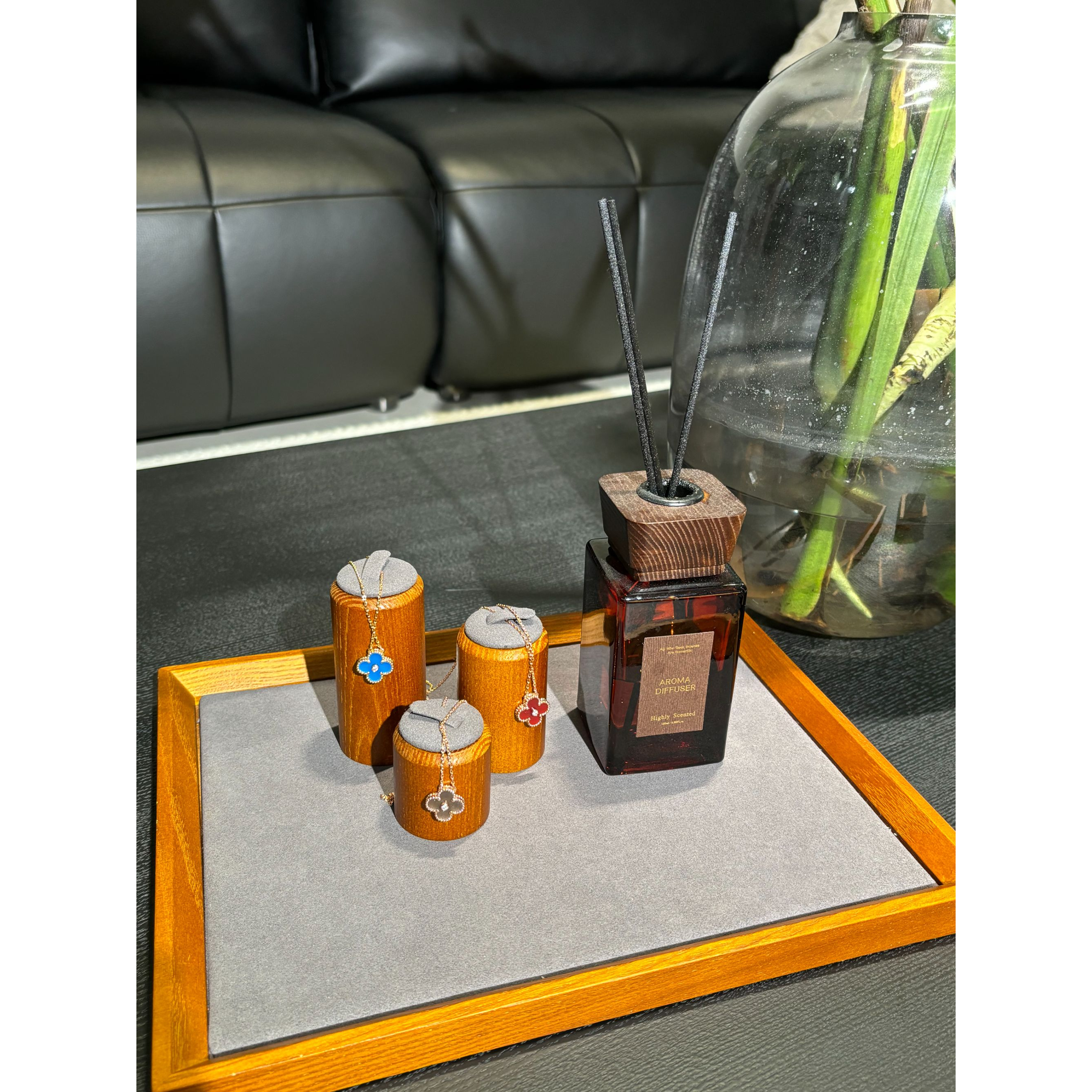 《DD高定》时尚气质单花蓝色轻奢时尚镶嵌 围巾百搭