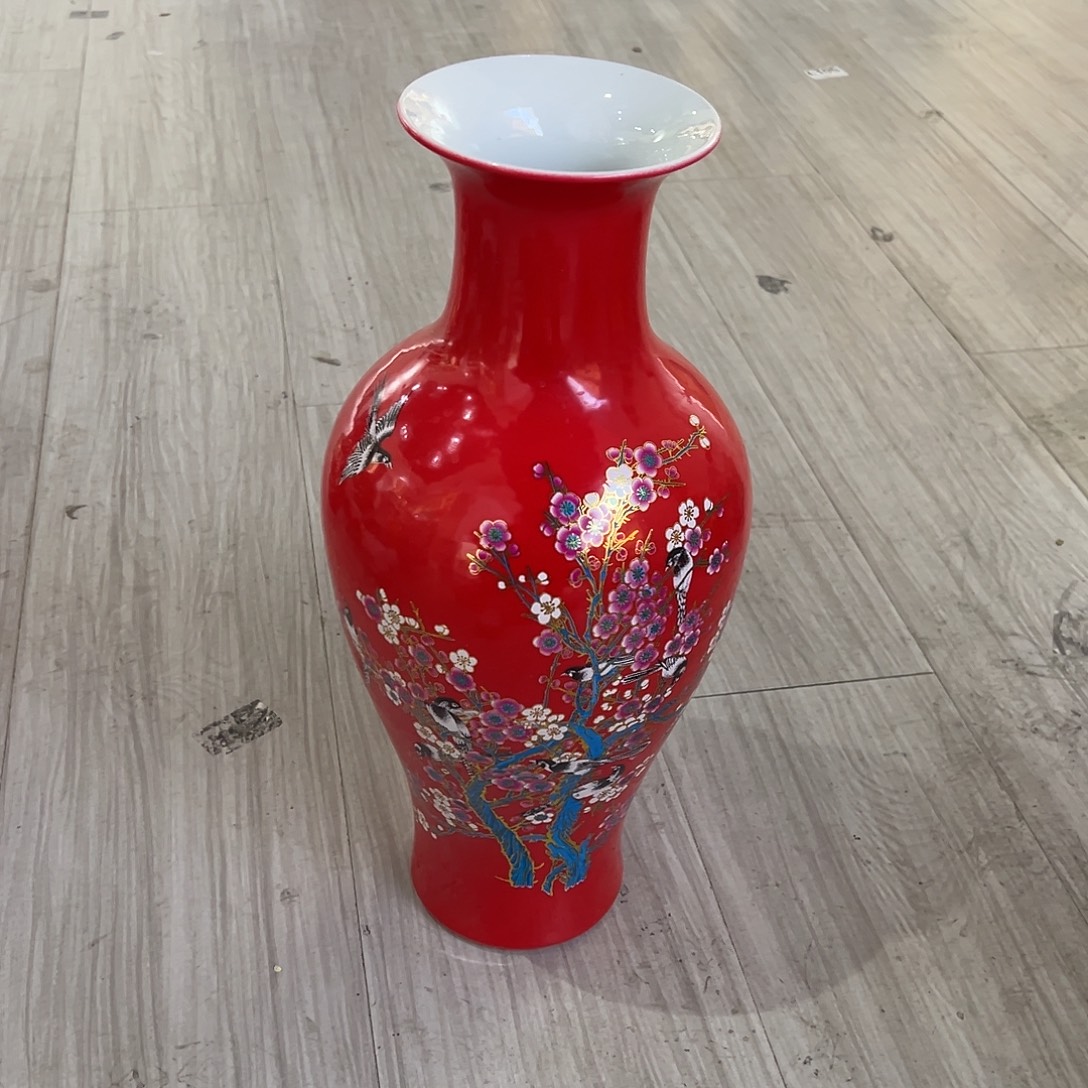 陶摆件45cm红色喜上眉梢鱼尾