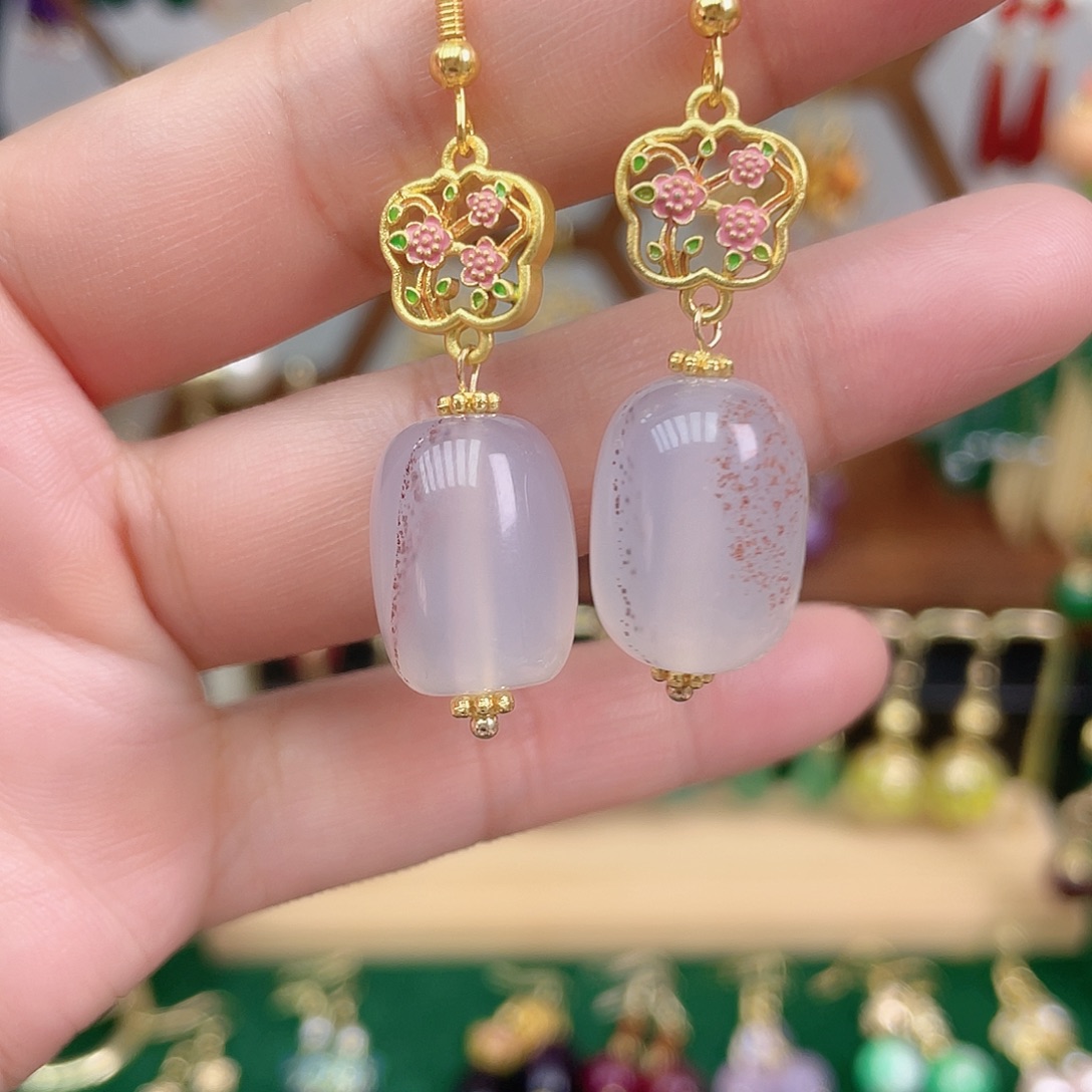 玛瑙/玉髓合金耳饰