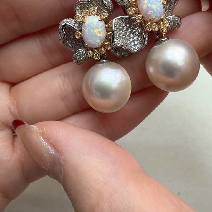 拼合珍珠（马贝珠）耳饰银S925镶嵌