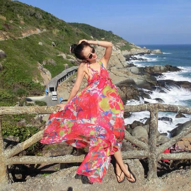 夏款 波西米亚度假风性感连衣裙 大摆旅游度假沙滩裙696