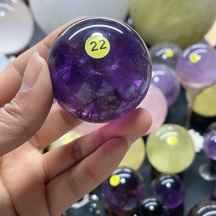 水晶水晶球紫卡4.99、22号未镶嵌
