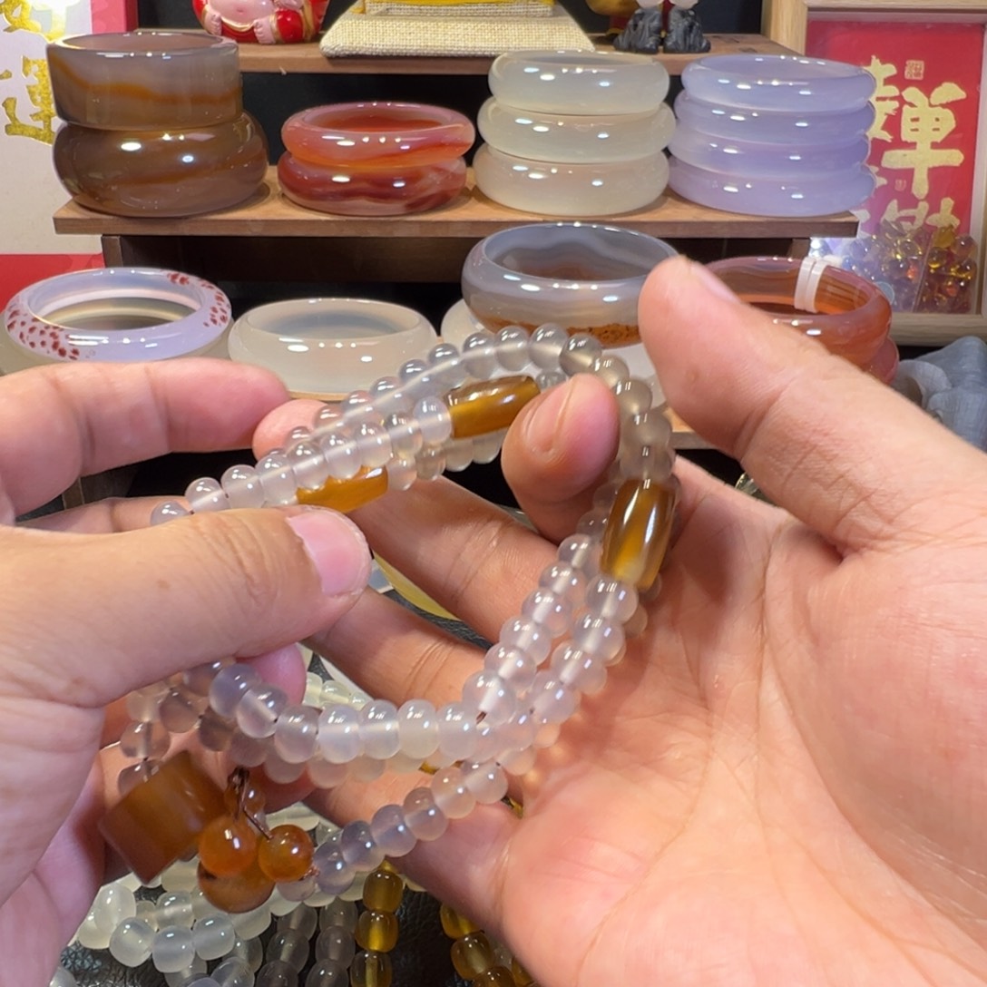 双***猫玛瑙/玉髓手镯未镶嵌