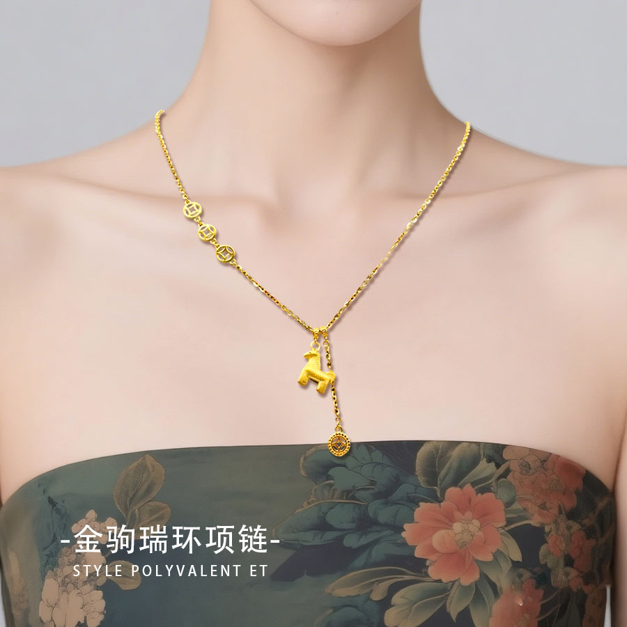 链子925银 金驹瑞环项链 小众时尚轻奢精致