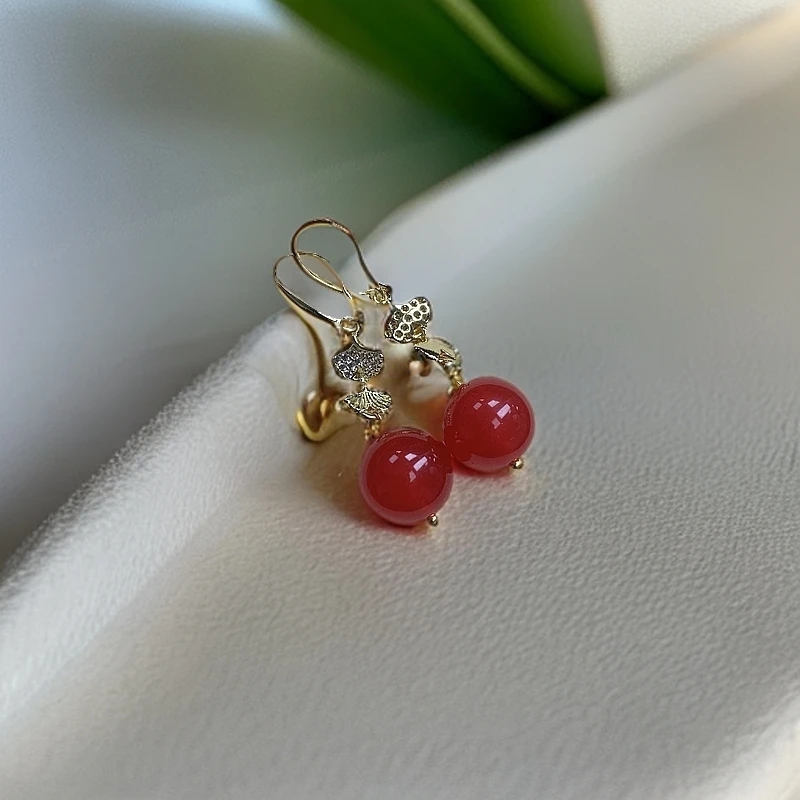 高品质全玉化红景天耳钩