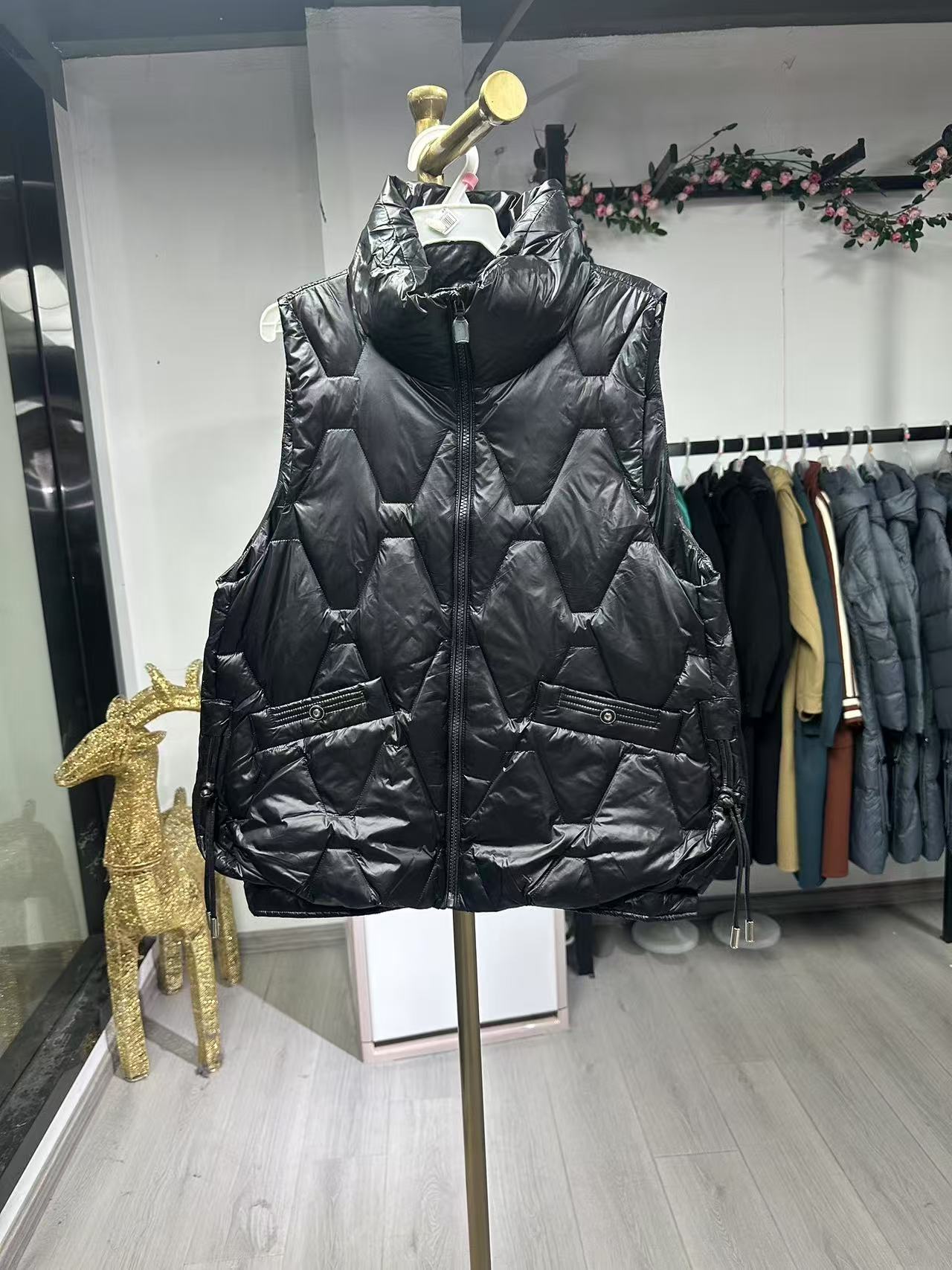 【JX603黑色羽绒马甲】秋冬新款时尚保暖黑色百搭羽绒马甲