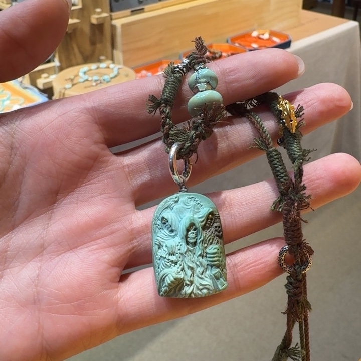 绿松石银S925镶嵌项链阿呆