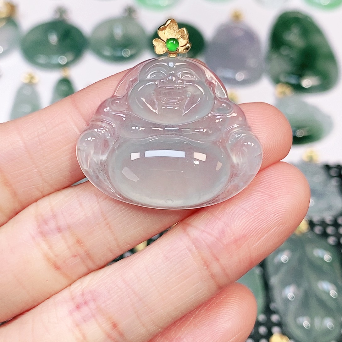 翡翠18K金镶嵌颈饰