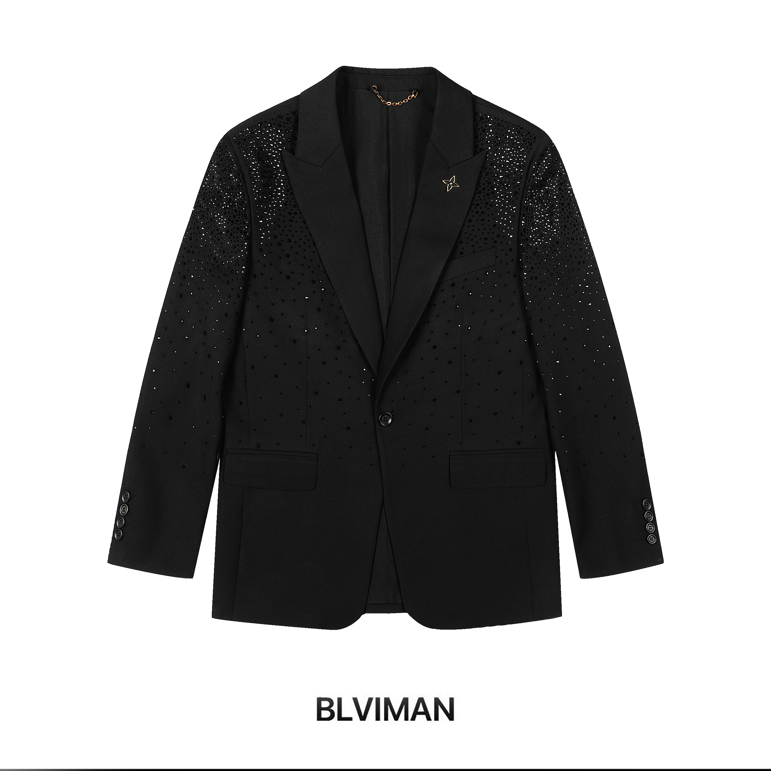 26SS黑色纯手工闪钻设计时尚潮流轻奢西装6109