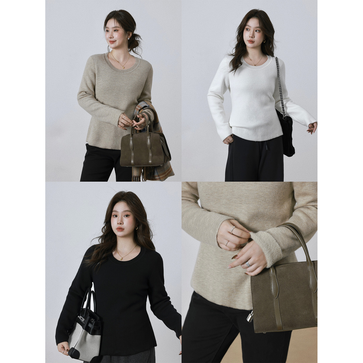 现货2583D大婉酱微胖定制【绒绒香岛】绵羊毛内搭针织冬打底衫上衣 