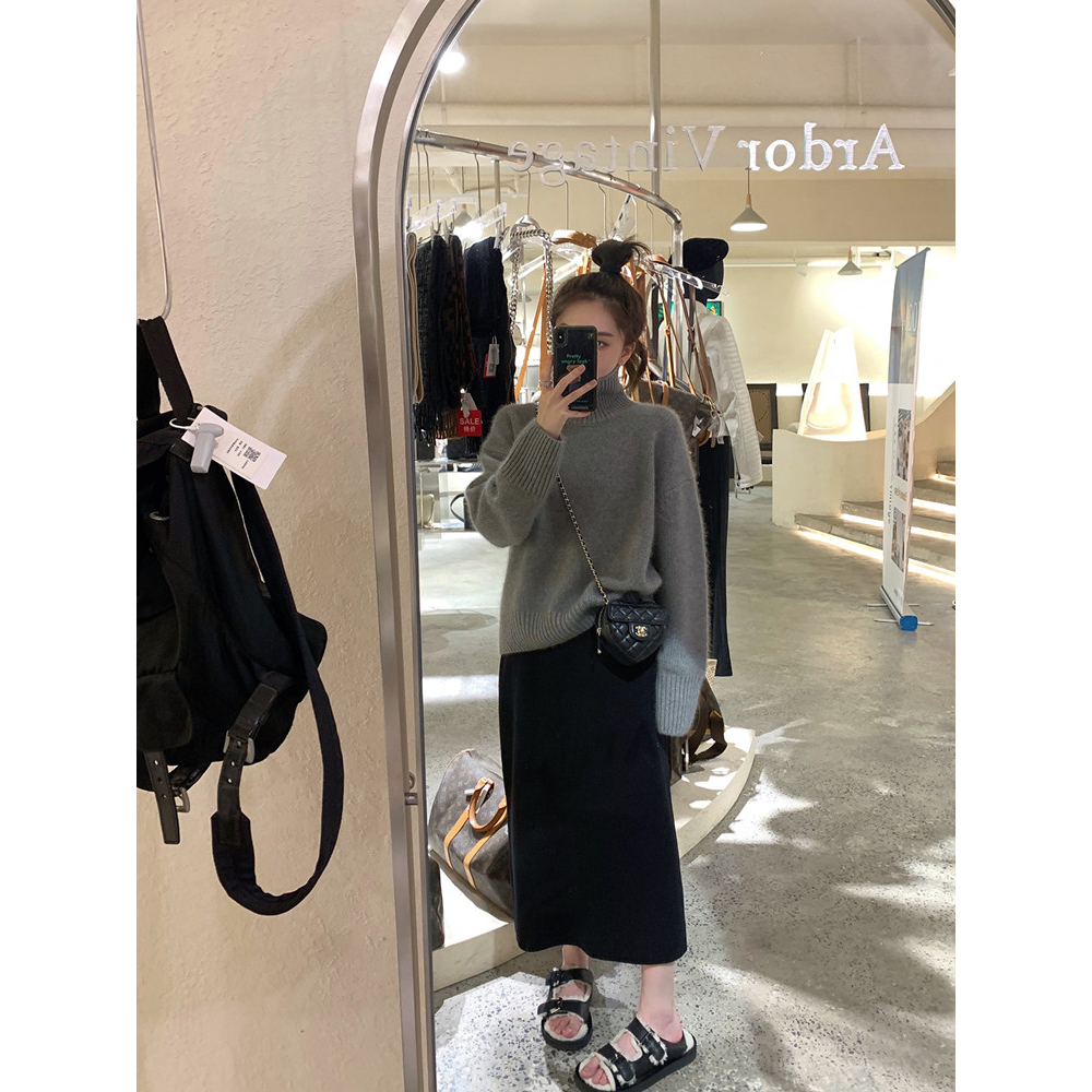 橙子家-孕妇高级软糯针织半身裙女秋冬季中长款直筒半裙高腰A版