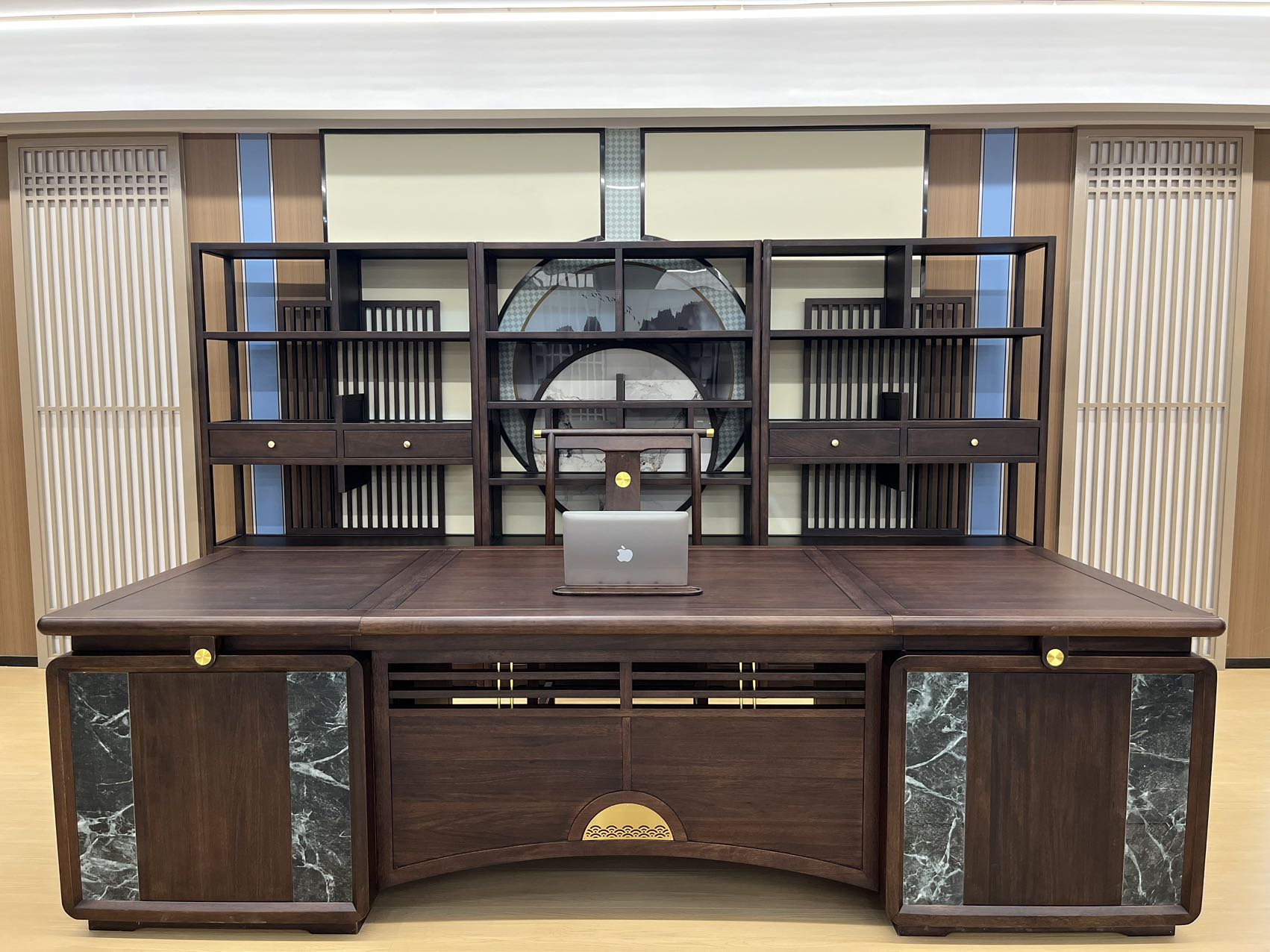 新中式实木吉星高照老板桌椅家用办公多用客厅简约泡茶桌茶艺