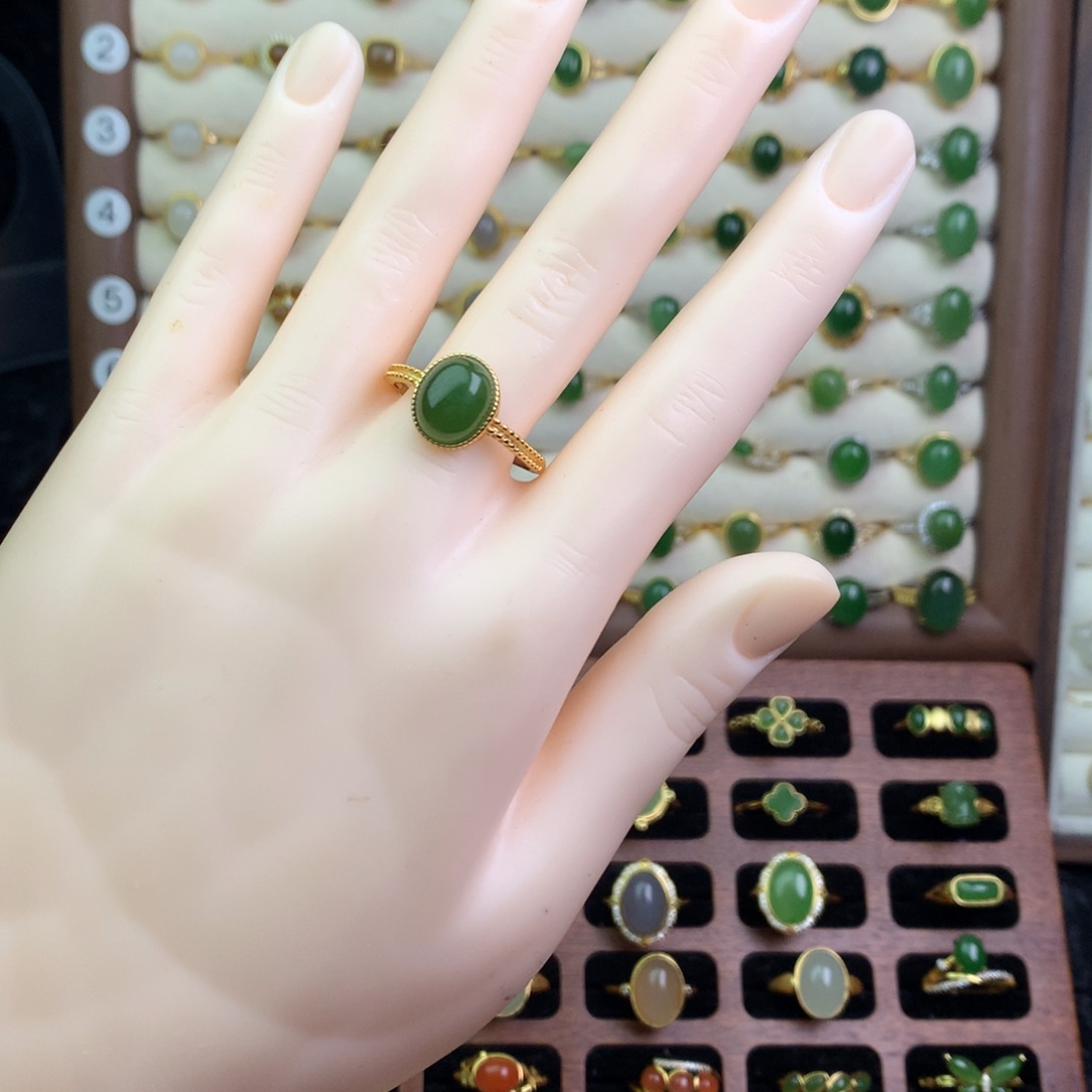 和田玉银S925镶嵌戒指