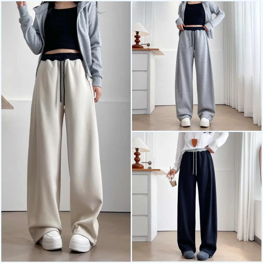 100-200斤大码女装胖mm秋冬款韩版加厚拼色腰头弯刀休闲卫裤2580