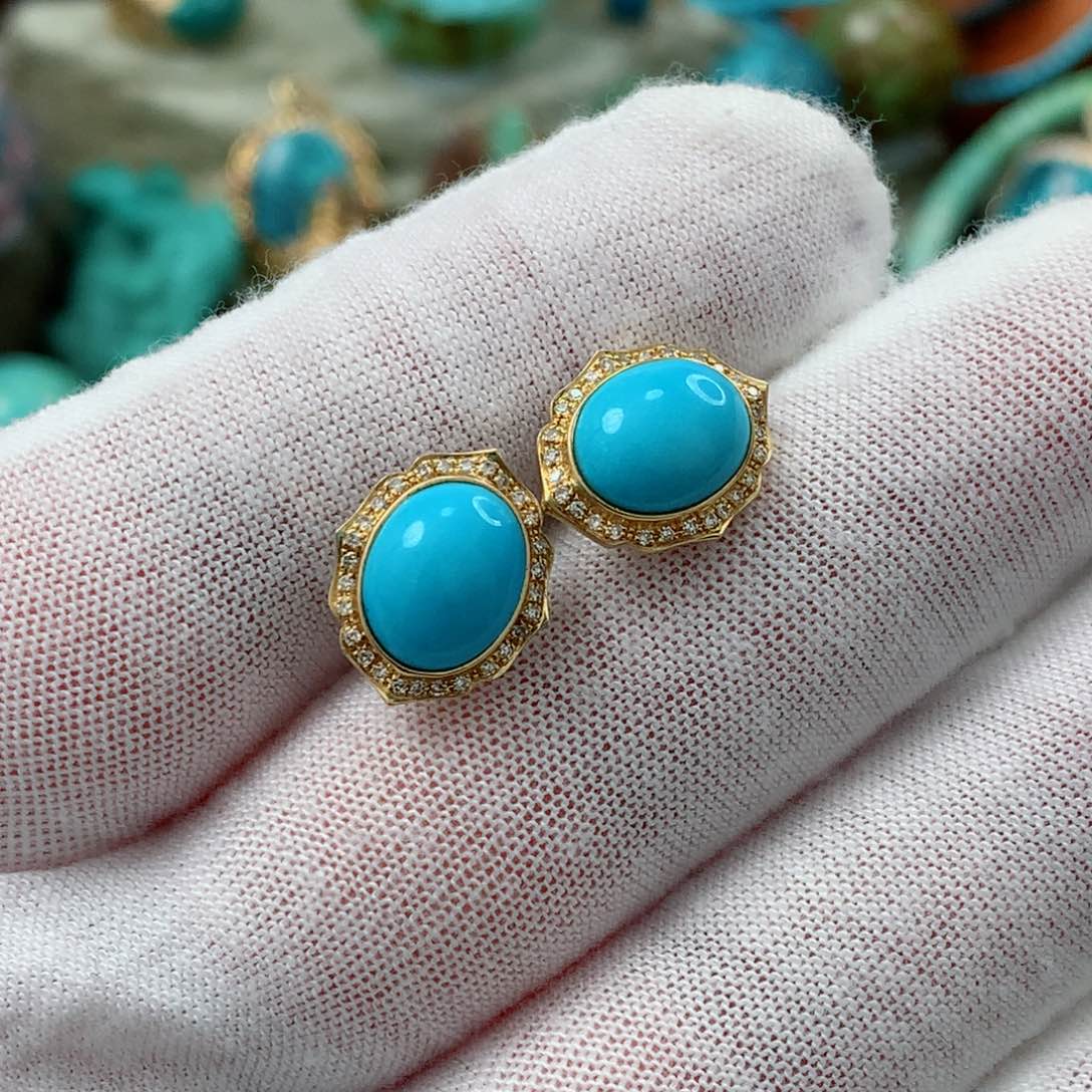 绿松石珠宝奇石18K金镶嵌