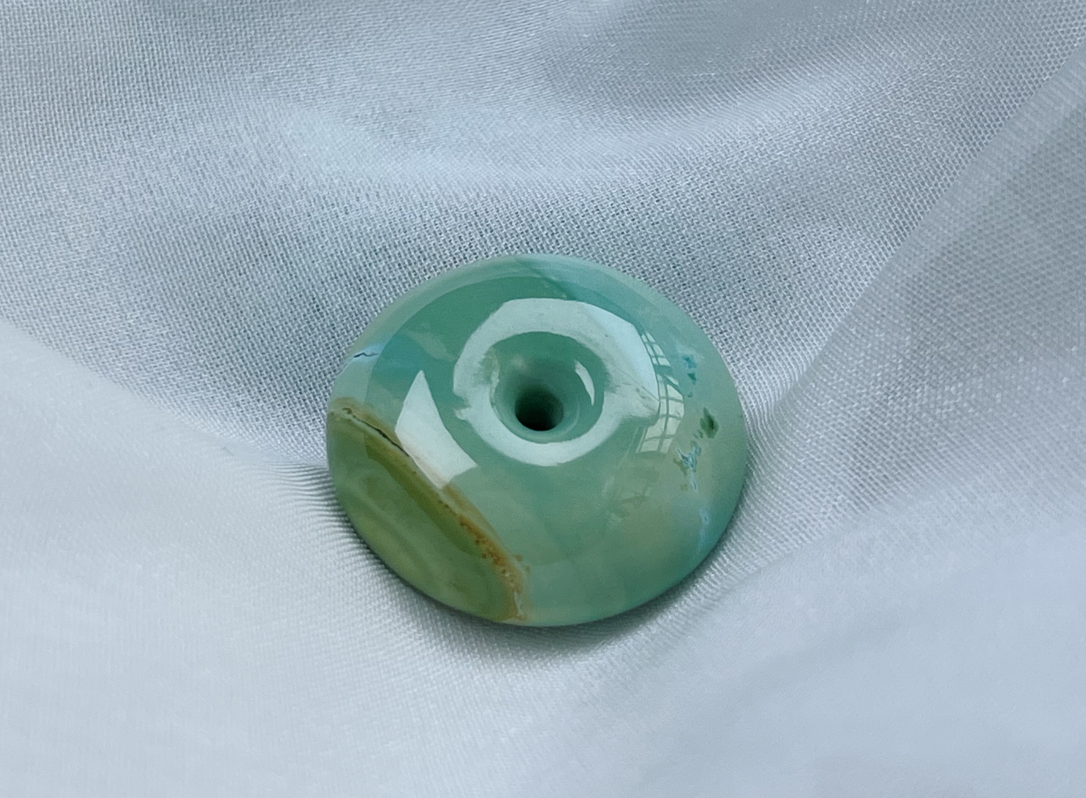 原矿高瓷蓝绿水波纹绿松石面包圈