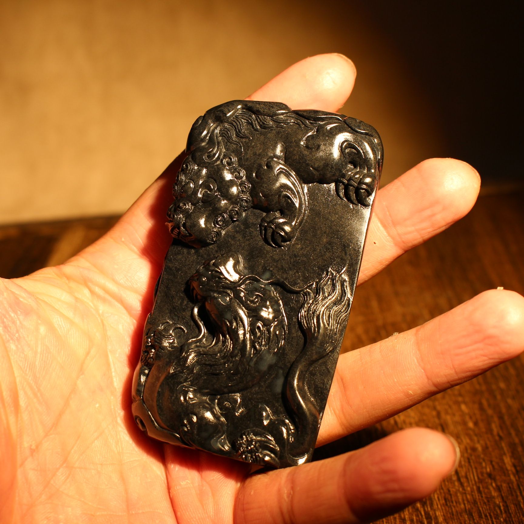 164g 纯手工龙狮共舞把件挂件 满皮重器