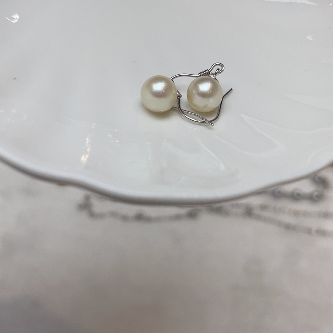 银S925镶嵌耳饰海水珍珠