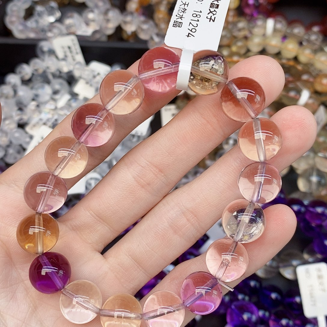 水晶手串未镶嵌5紫黄晶12mm