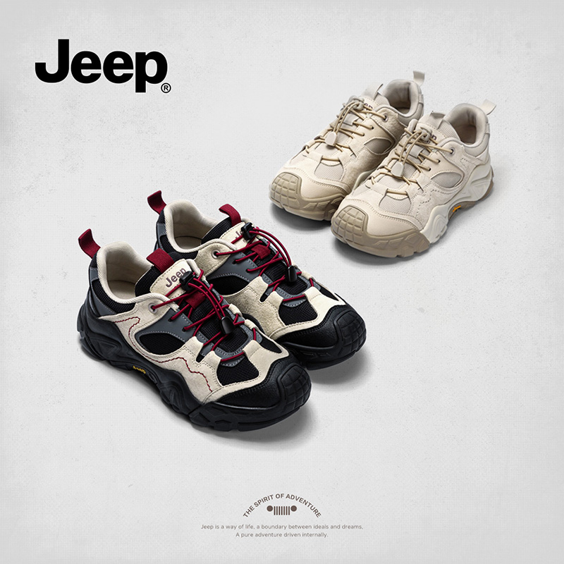jeep丑萌登山鞋2025秋冬新款户外徒步鞋厚底防滑耐磨轻运动女鞋子