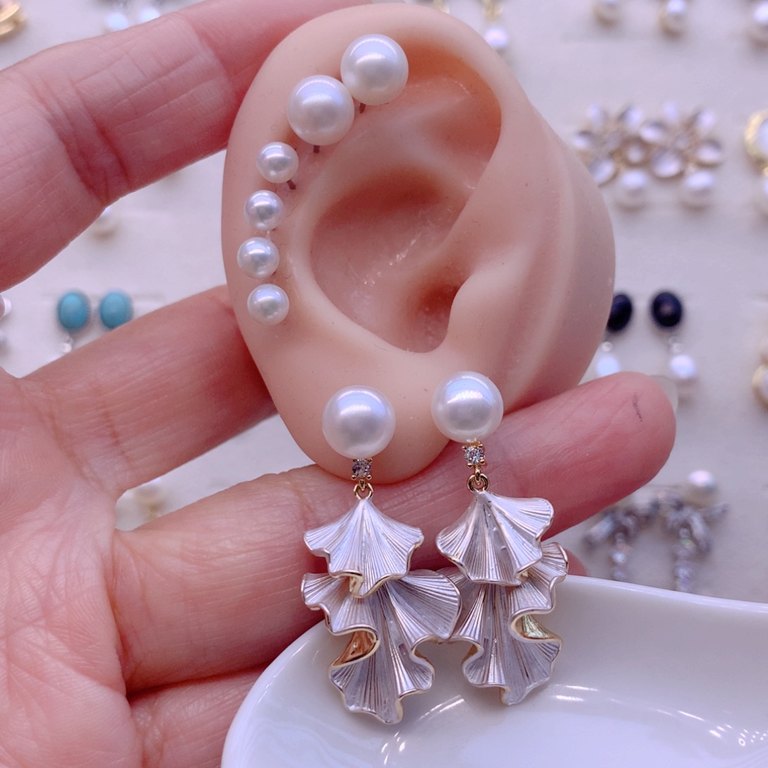 淡水珍珠耳饰合金