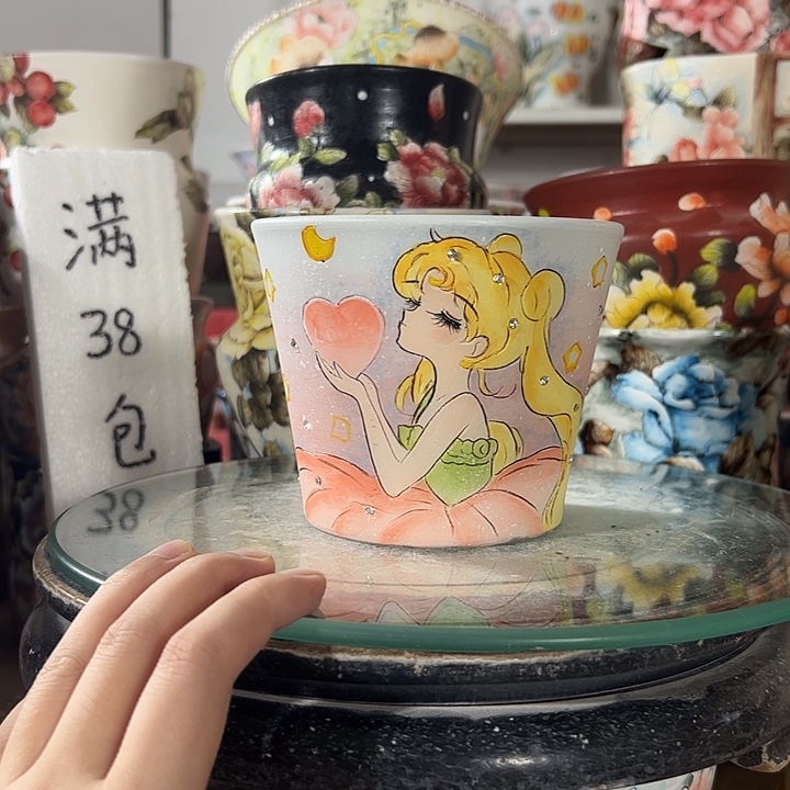 景德镇手绘花盆满38包邮偏远地区除外