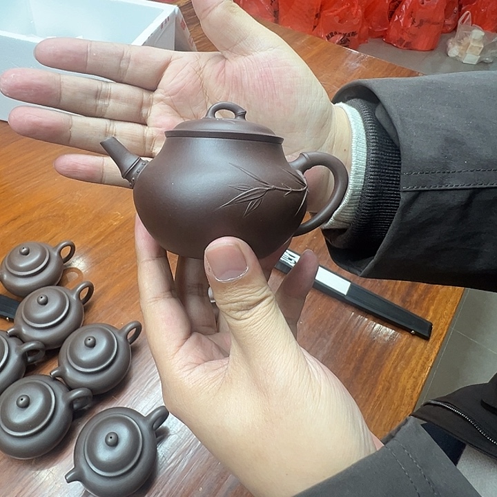 茶壶紫砂紫泥竹节