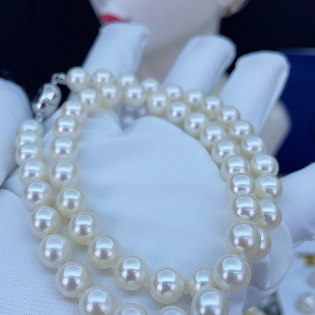 海水珍珠项链银S925镶嵌1号7.5一8.0