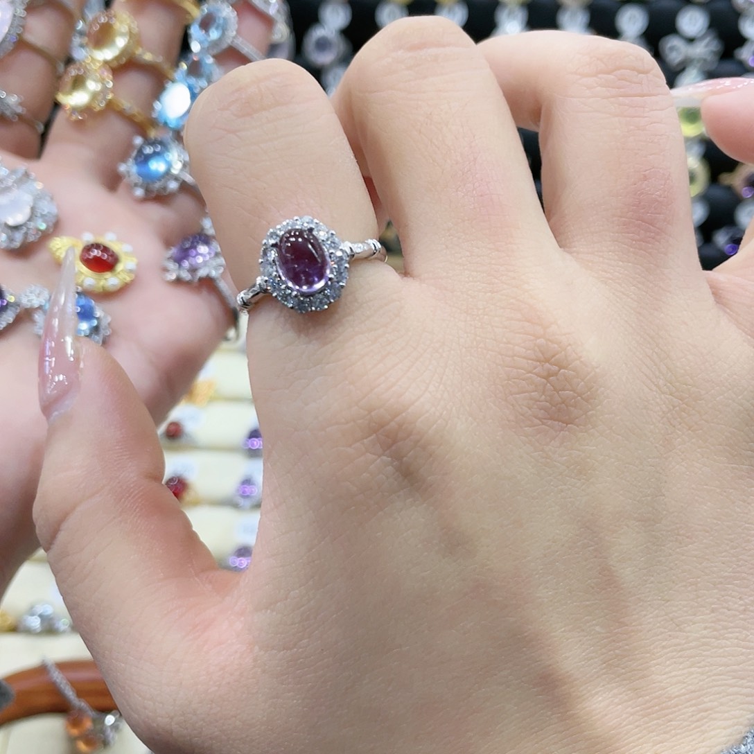 紫晶戒指银S925镶嵌戒指