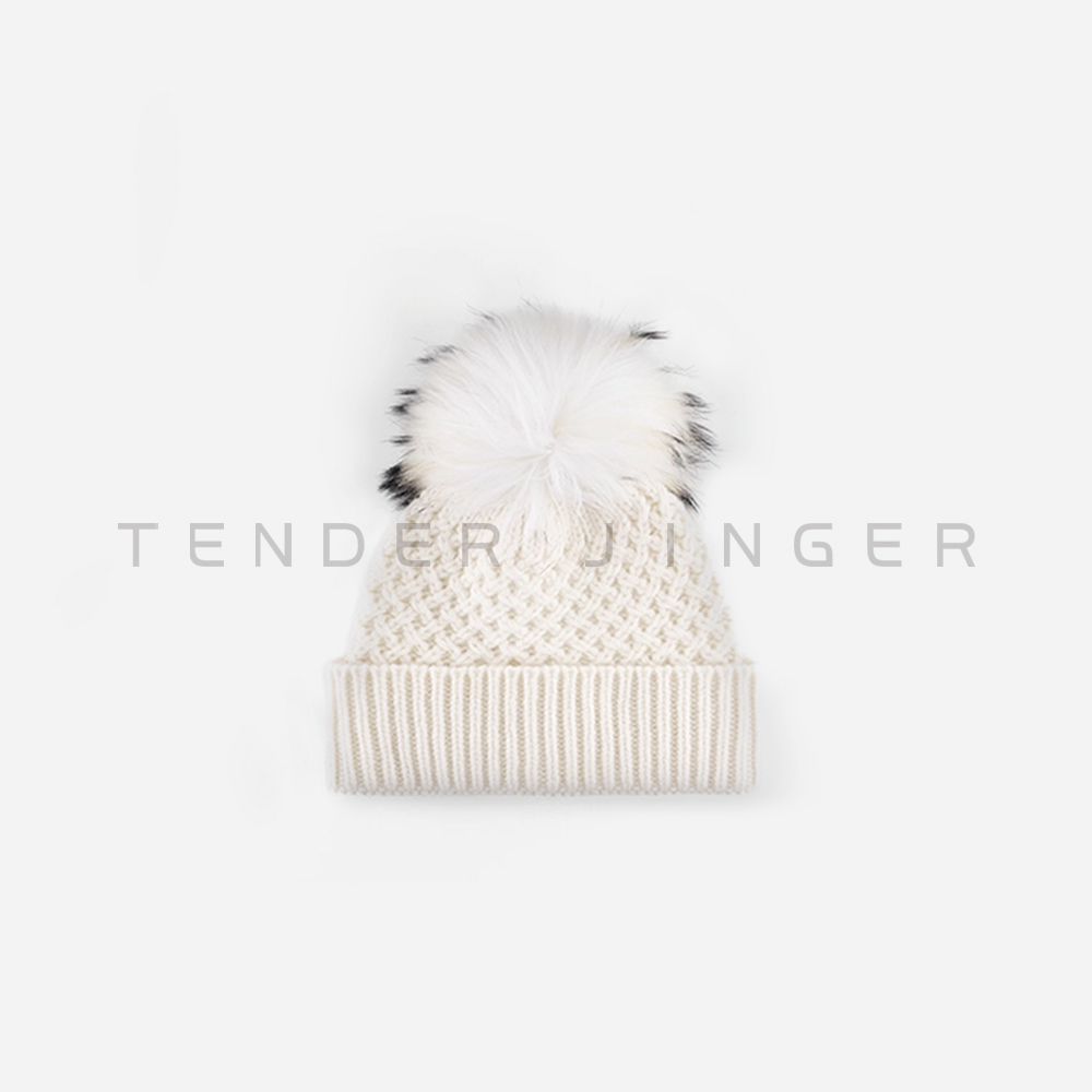Tender Jinger丨素色毛球装饰羊毛保暖针织帽ZZ52341