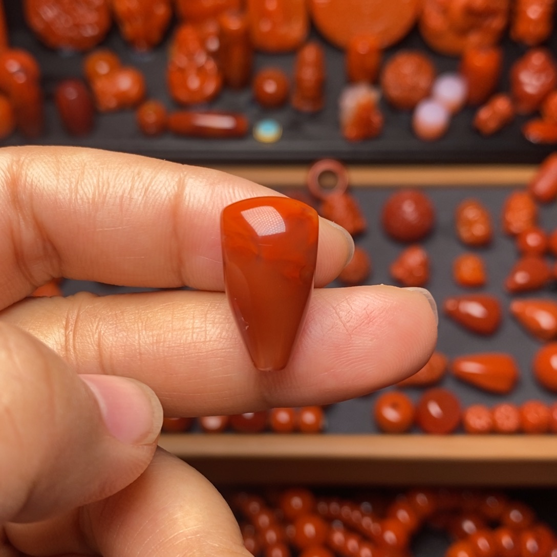 南红玛瑙配饰未镶嵌火焰纹三通卡11.8