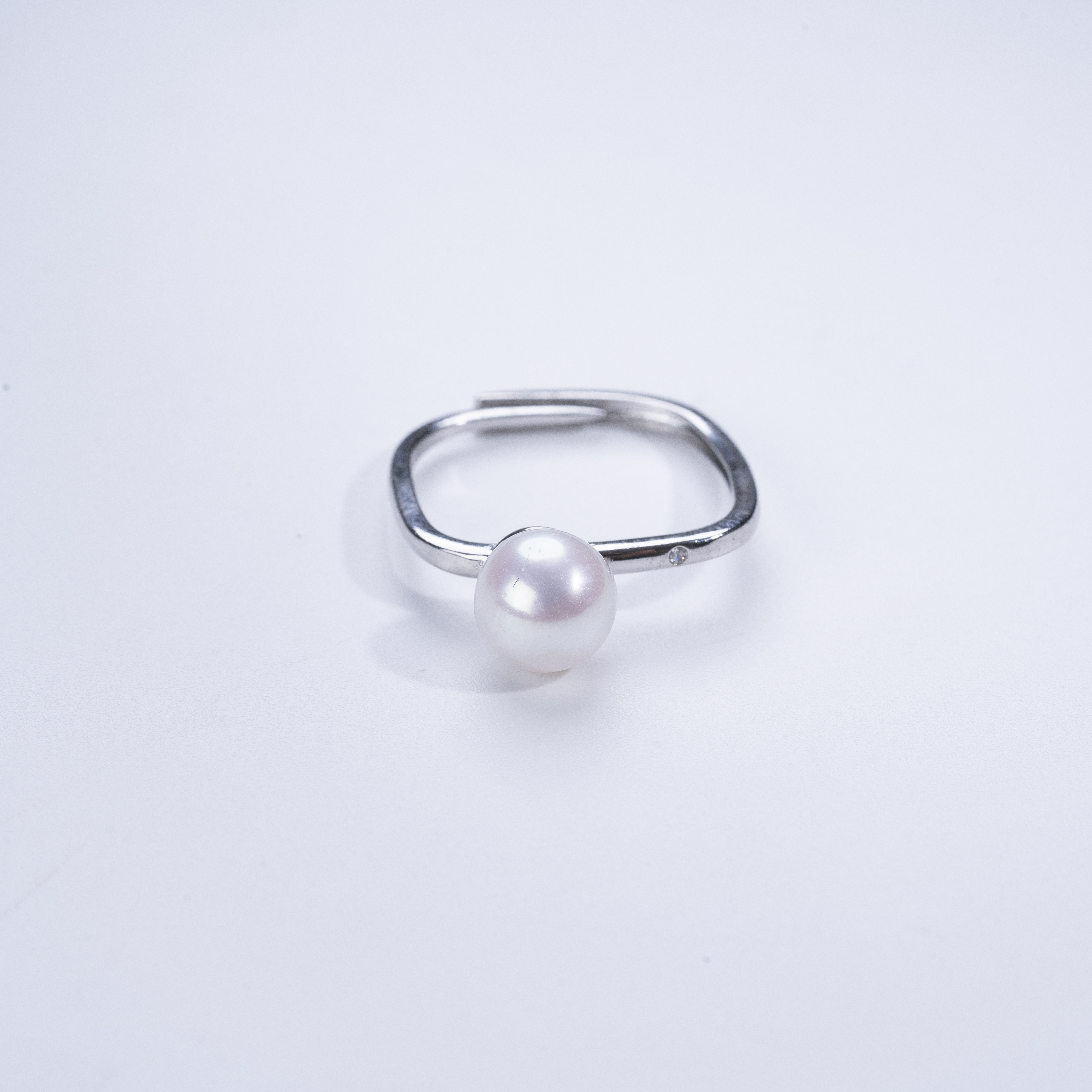 爱迪生淡水珍珠 白色珍珠戒指时尚款淡水戒指7-8mm【小七专属】