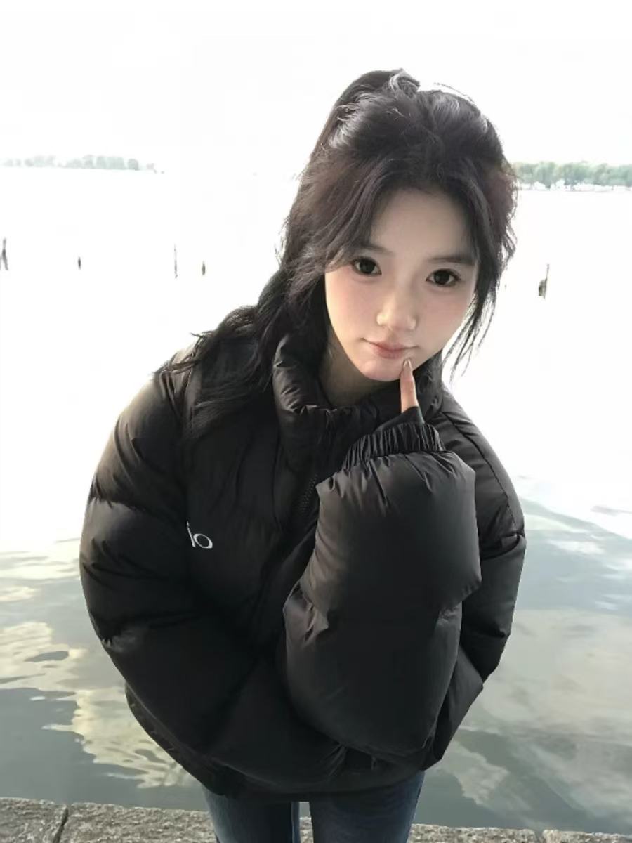 B29D黑色“%印花”棉服外套（1388）