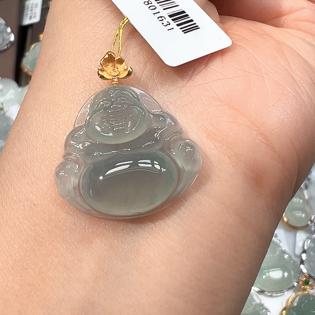 翡翠18K金镶嵌吊坠(不含链)1631