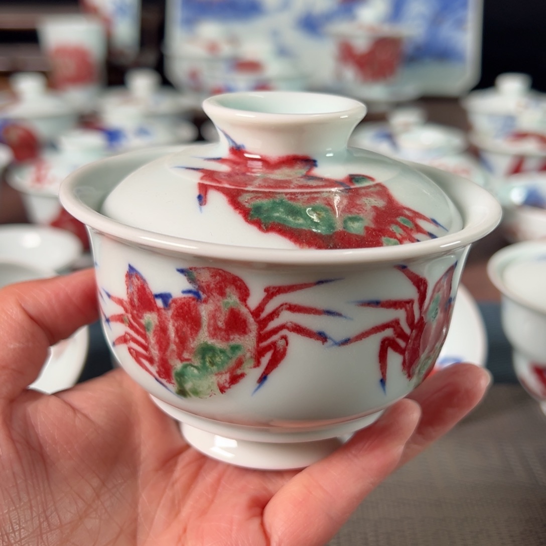 杯原矿青花釉里红瓷器