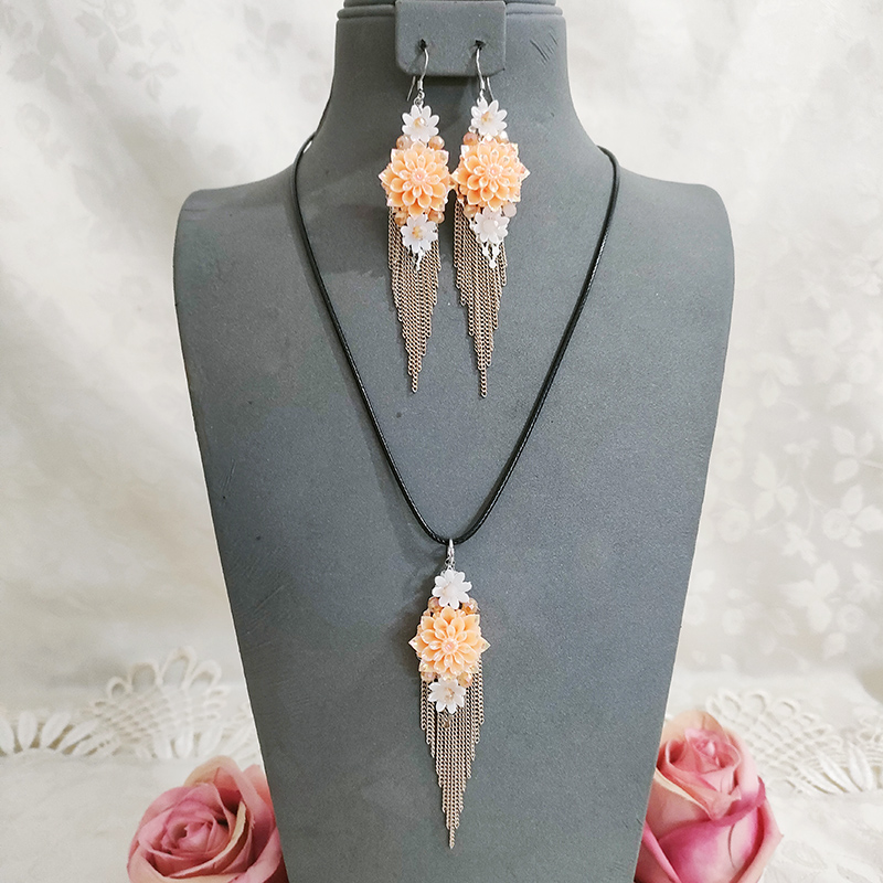 铜合金项链 民族风复古纯手工项链套装耳坠饰品3124