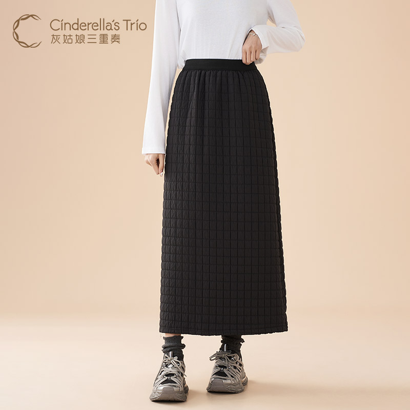 灰姑娘三重奏C·早春新款时尚显瘦高腰百搭中长款半身裙H251128544