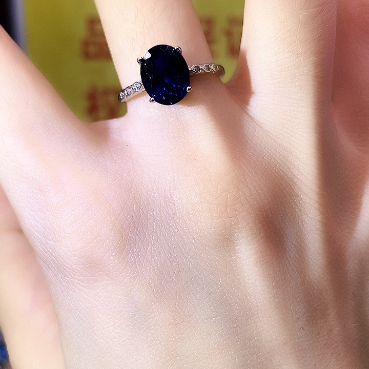 蓝宝石戒指银S925镶嵌