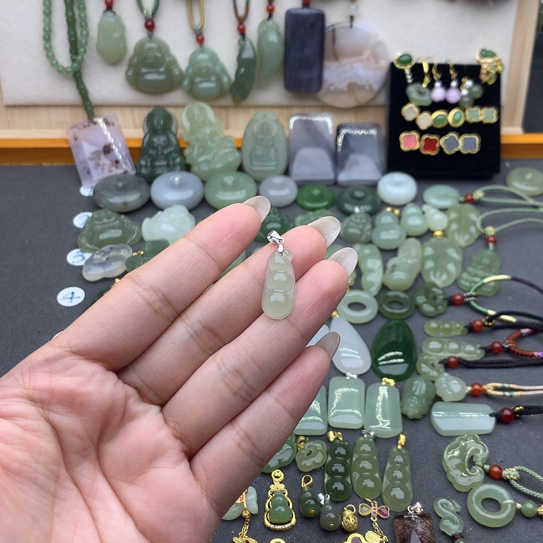 和田玉吊坠(不含链)银S925镶嵌