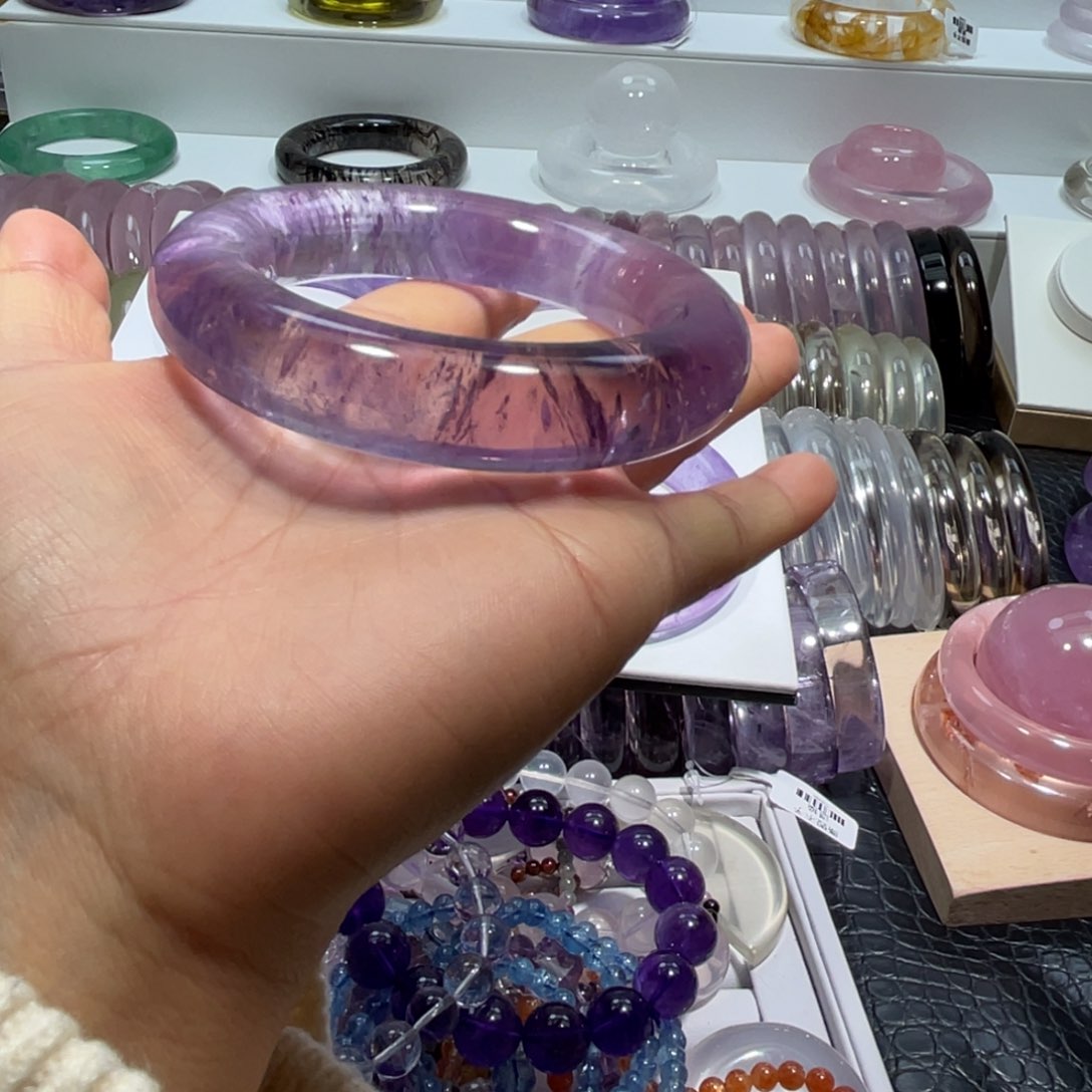 水晶手镯54.3圈口9号未镶嵌云*