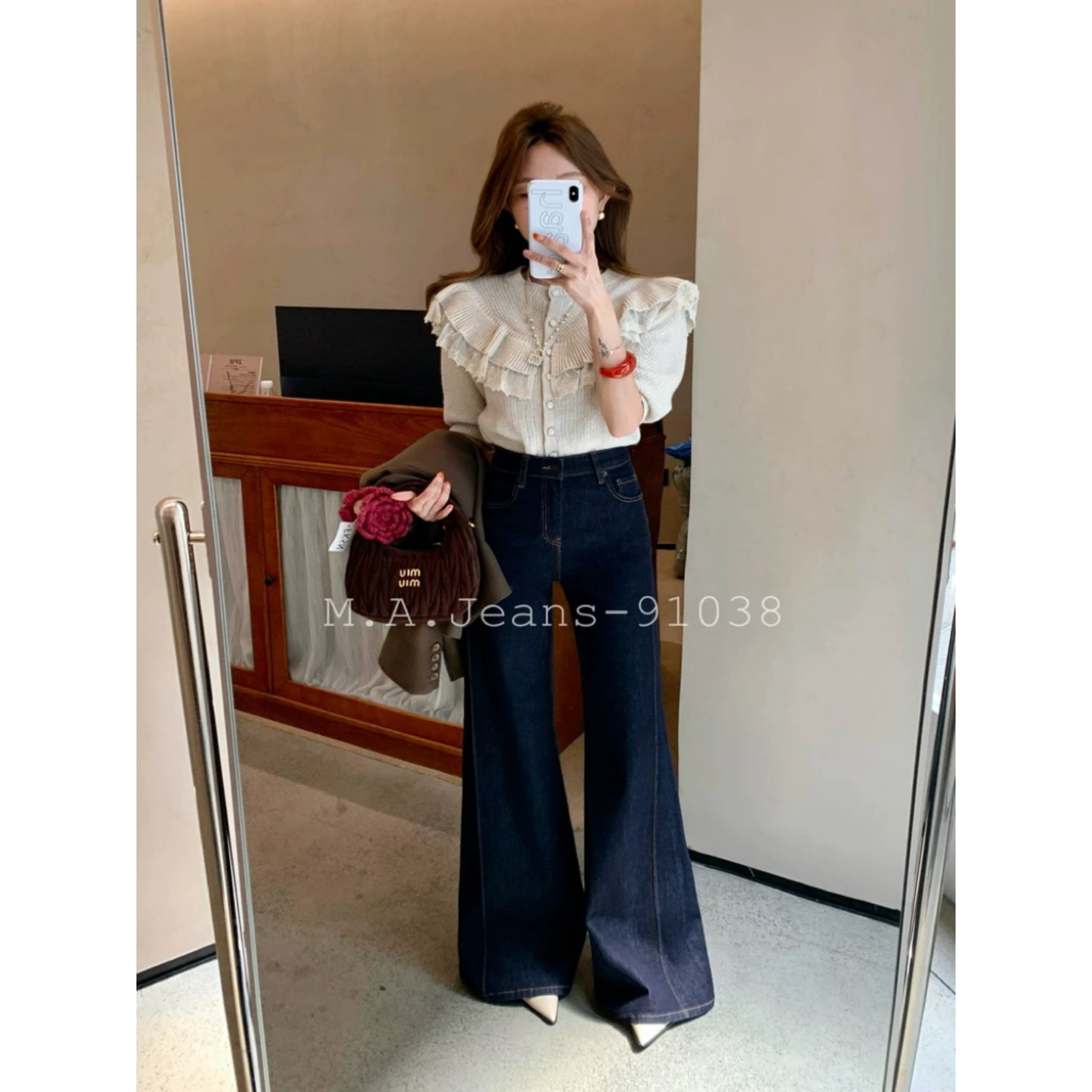 【秋冬加厚 剪标三某衣 黑金喇叭裤 】韩系气质四面弹不贴腿女神裤