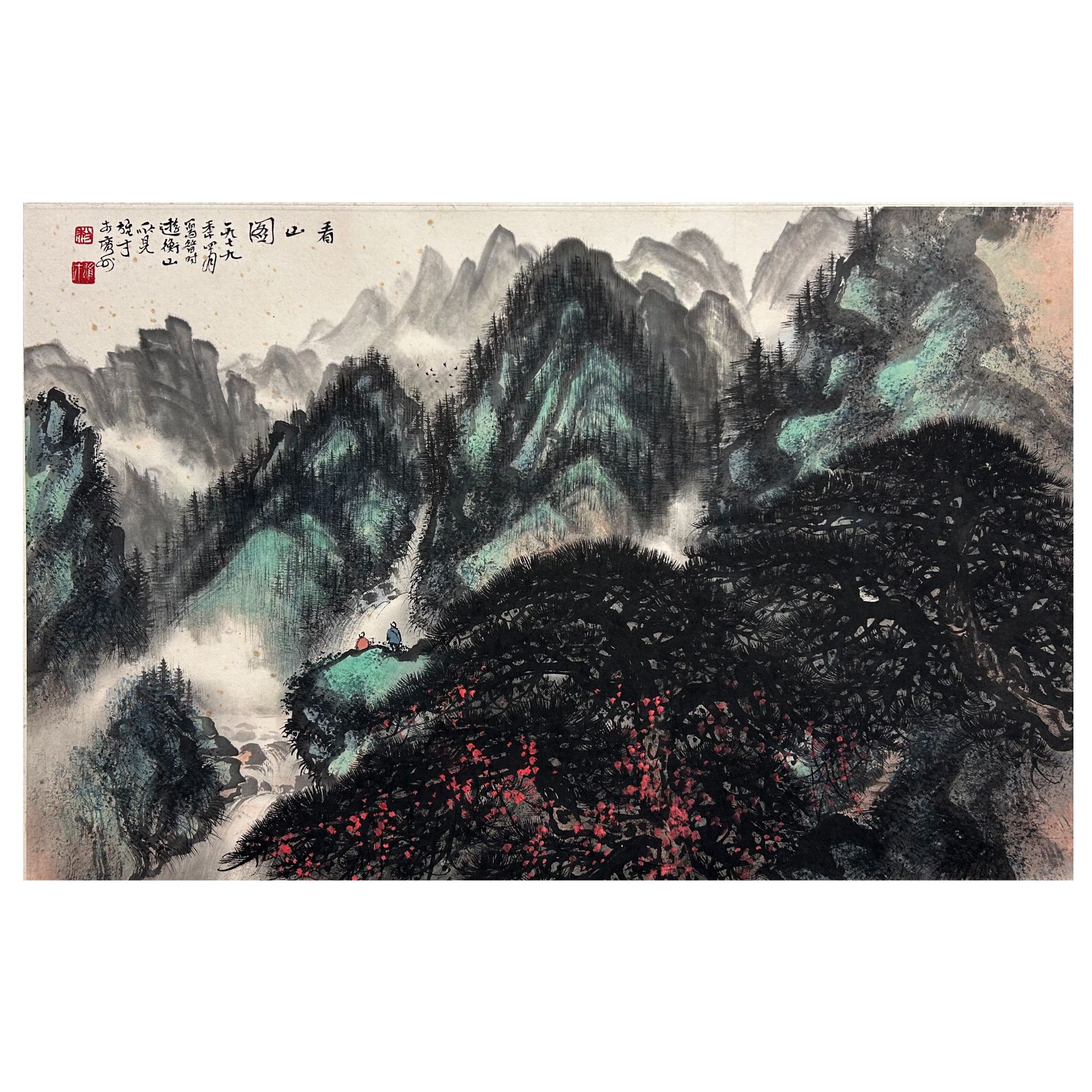 21 LXC  看山图  44X67.5  纸本镜片