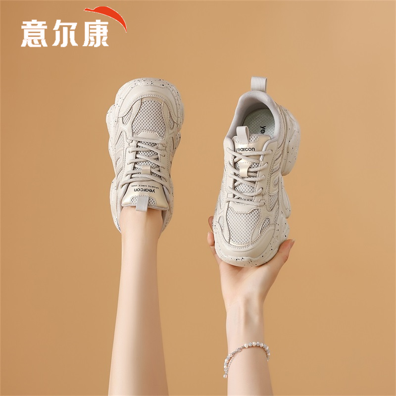 意尔康老爹鞋女鞋2025新款夏季透气网面爆款女士厚底百搭休闲潮鞋